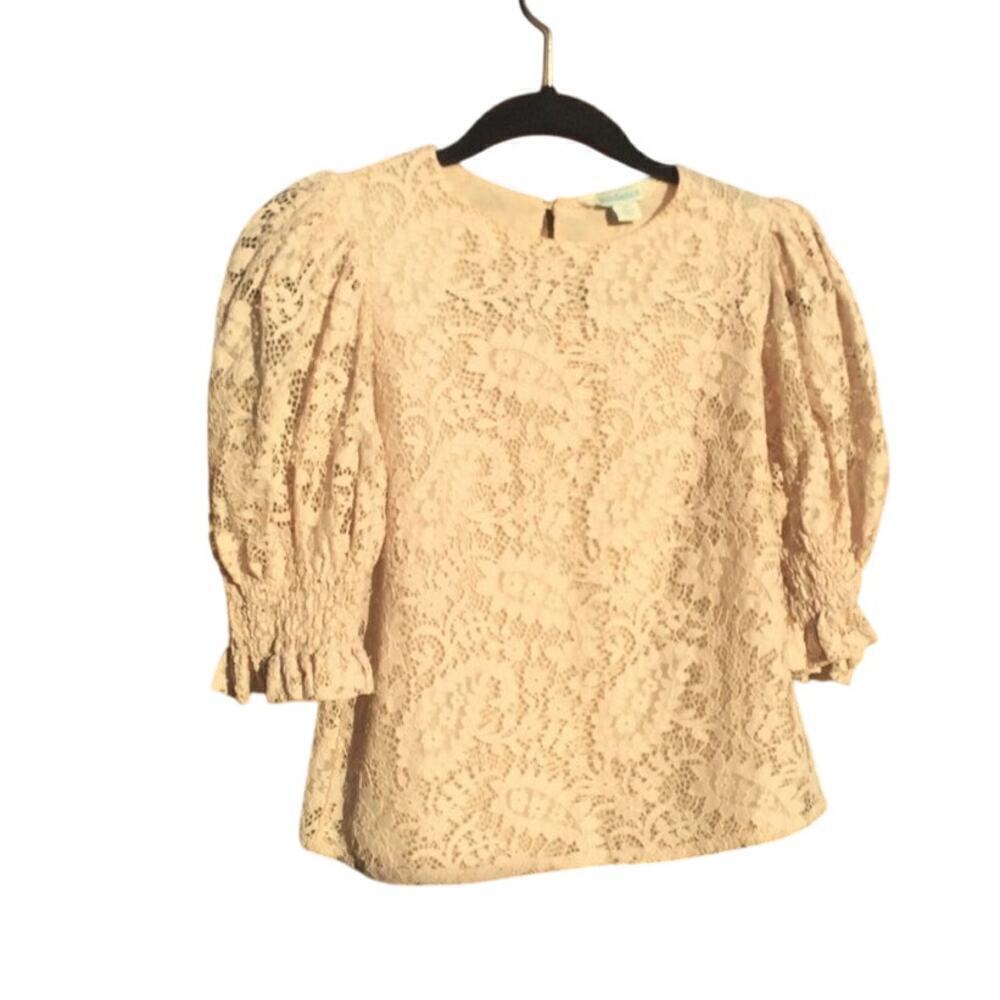 Sundance Lace Top Womens Xs Cream Blouse Cottagecore Fairy Coquette Boho Puff